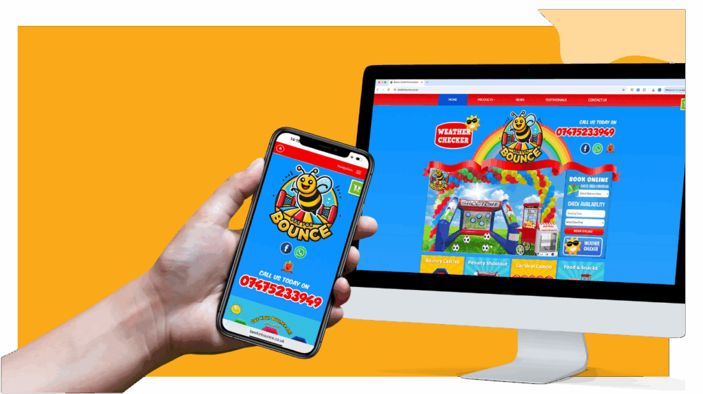 Bee for Bounce e-commerce website on laptop and phone mockups.